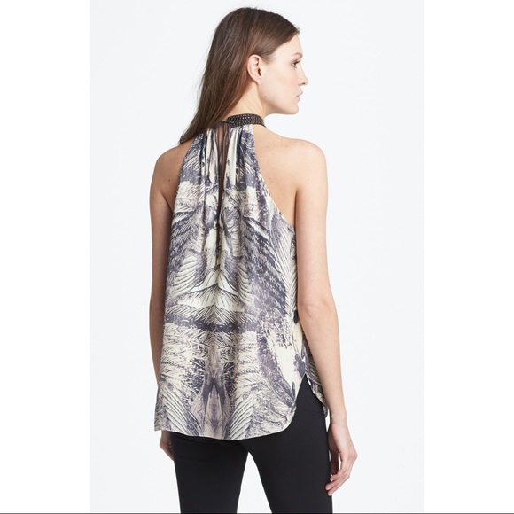 Haute Hippie Freebird Print Silk Halter Top - Picture 2 of 8